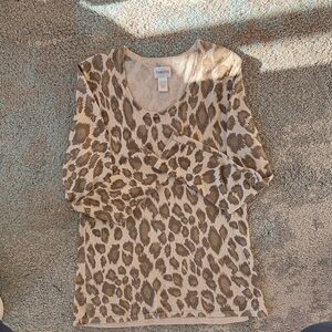 Chico's Animal Print Long Sleeve Top - Tan and Brown Women’s Size 1